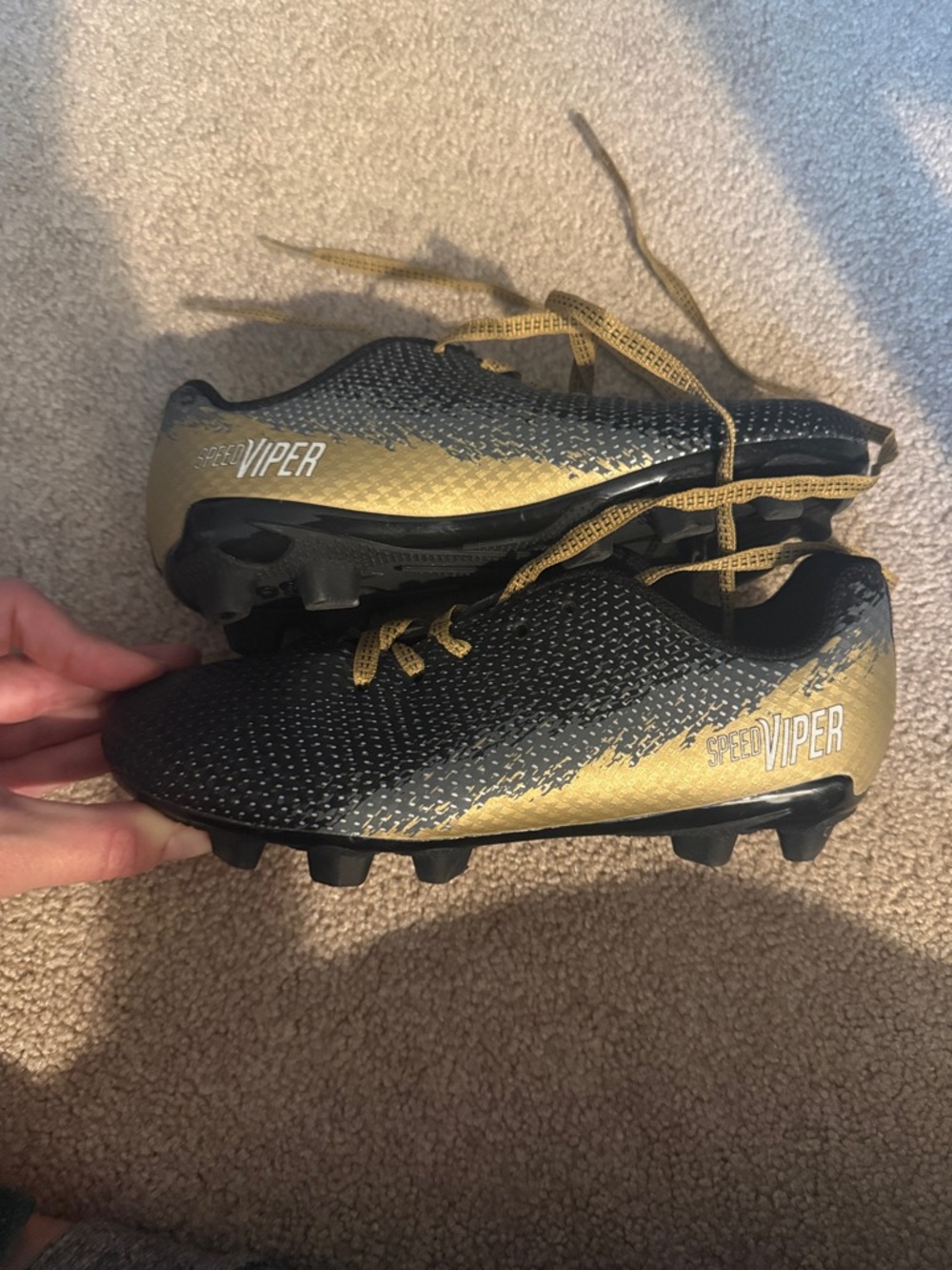 DSG Kids Black and Gold Speed Viper Soccer Cleats